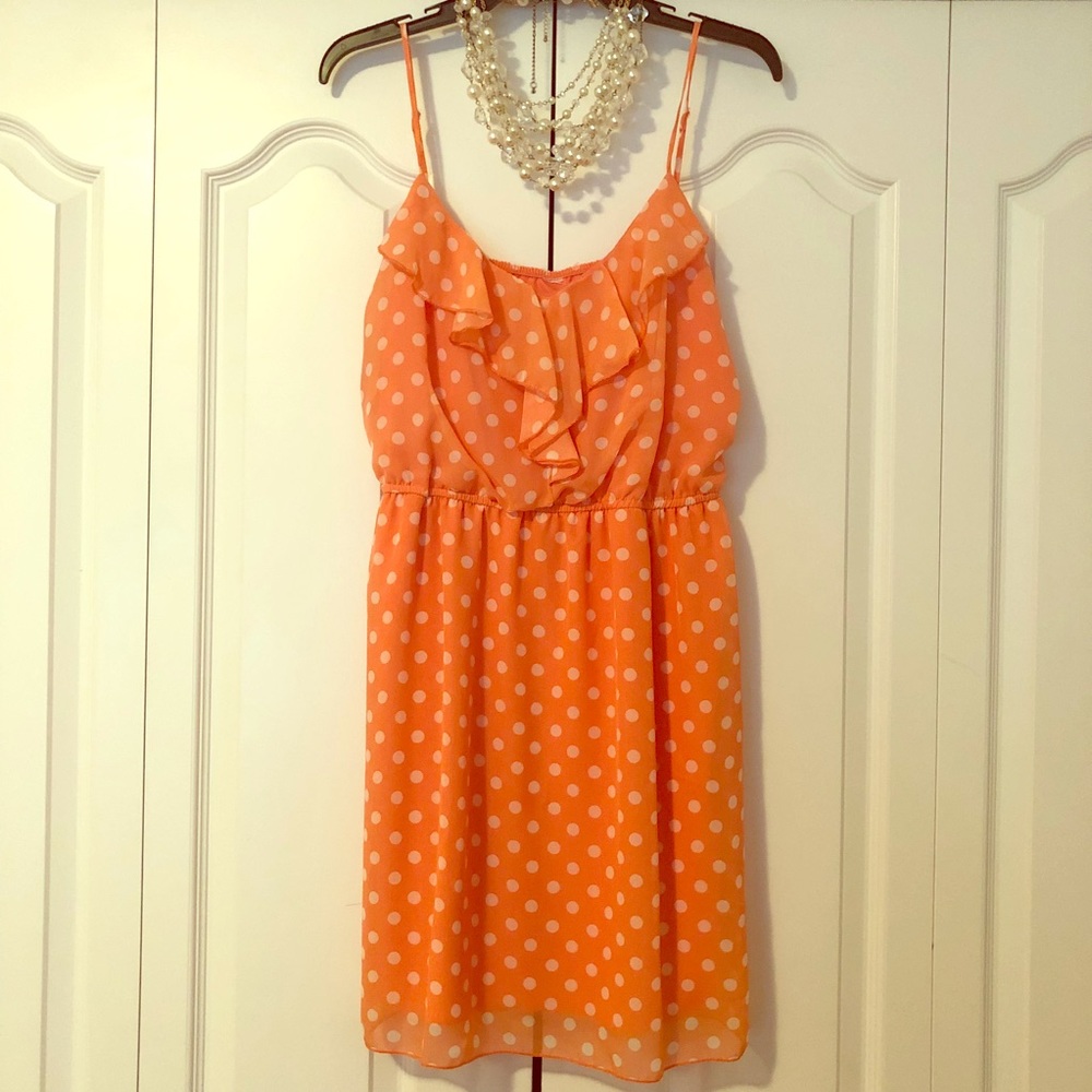 Pretty Peach Polka-Dot Dress, XL